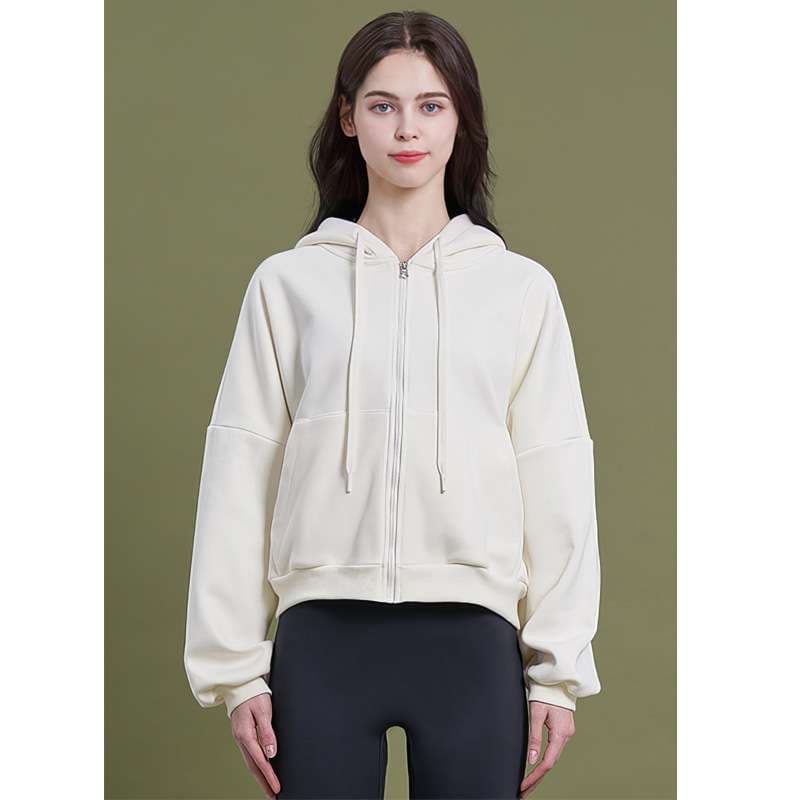 ヨガウェア リラックスフードジップアップパーカー