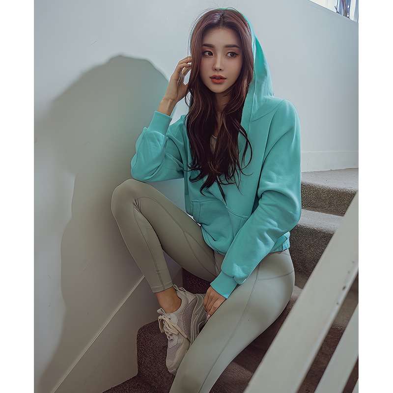 ヨガウェア リラックスフィットフーディーヨガトップス