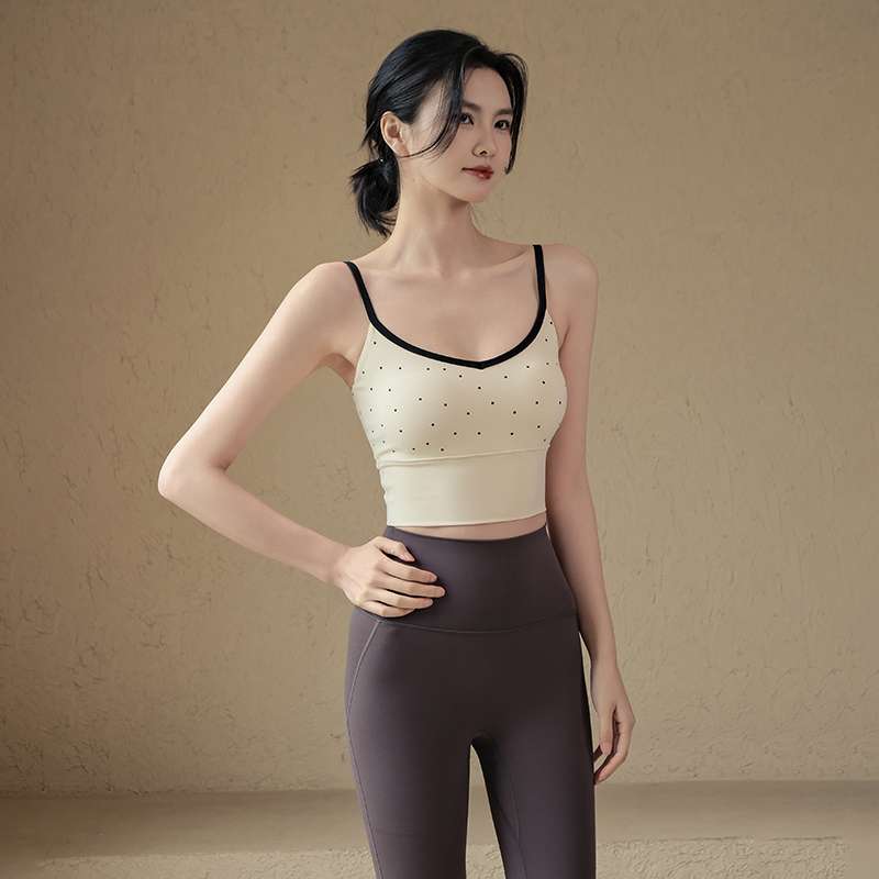 ヨガウェア ドット柄スポーツブラ ヨガトップス