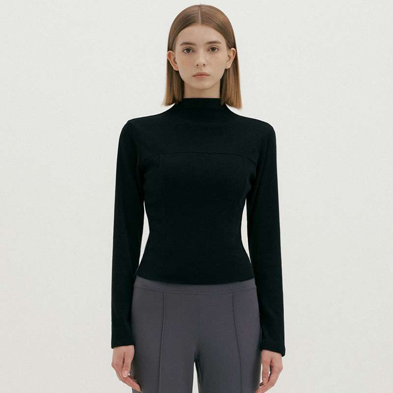 ヨガウェア エレガントモックネックヨガトップス