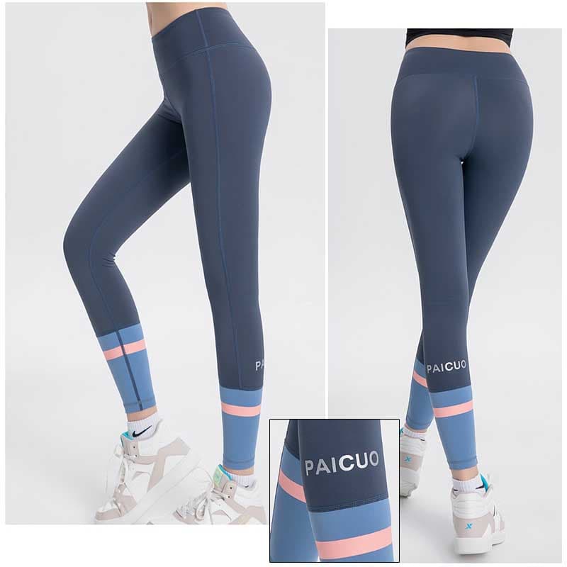 ヨガウェア ハイウエストヨガレギンス 吸汗速乾 配色デザイン