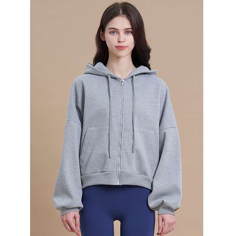 ヨガウェア リラックスフードジップアップパーカー