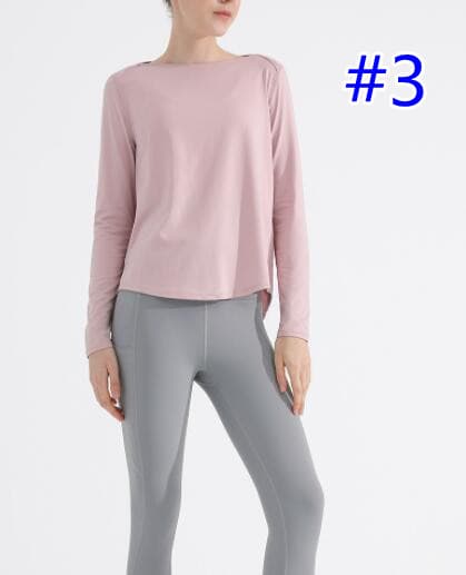 ヨガウェア レディース長袖ヨガトップス速乾バックオープンシャツ