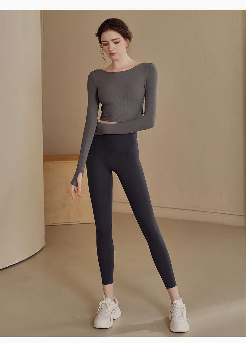 ヨガウェア バッククロスデザイン ロングスリーブヨガトップス