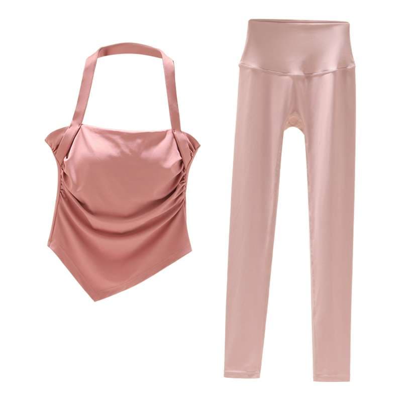 ヨガウェア エレガントヨガ ホルターネック&ハイウエストレギンスセット