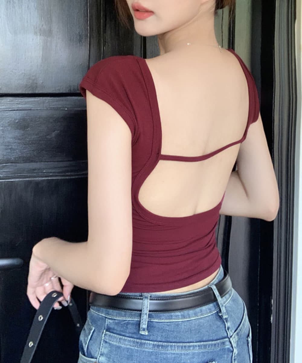 カップ付き背中開きタンクトップ ヨガウェア