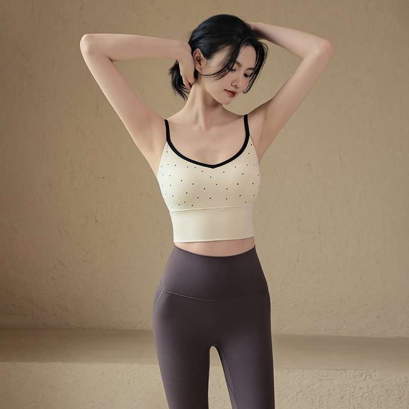 ヨガウェア ドット柄スポーツブラ ヨガトップス