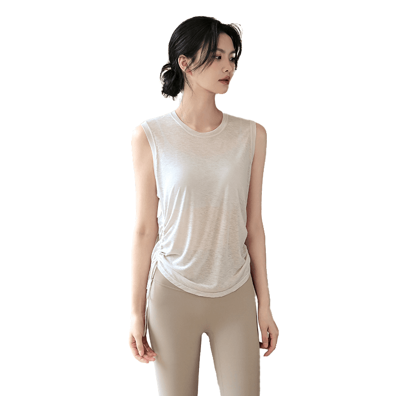 ヨガウェア サイドドロストスリーブレスヨガタンクトップ