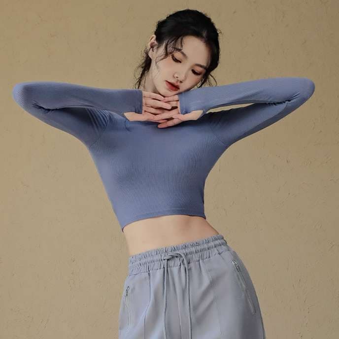 ヨガウェア クロスバック ロングスリーブ ヨガトップス