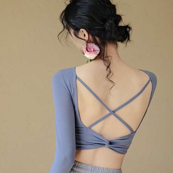 ヨガウェア クロスバック ロングスリーブ ヨガトップス