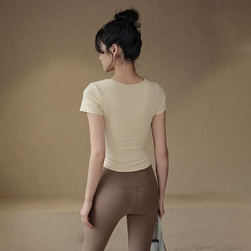 ヨガウェア 肩開きデザインヨガタンクトップ