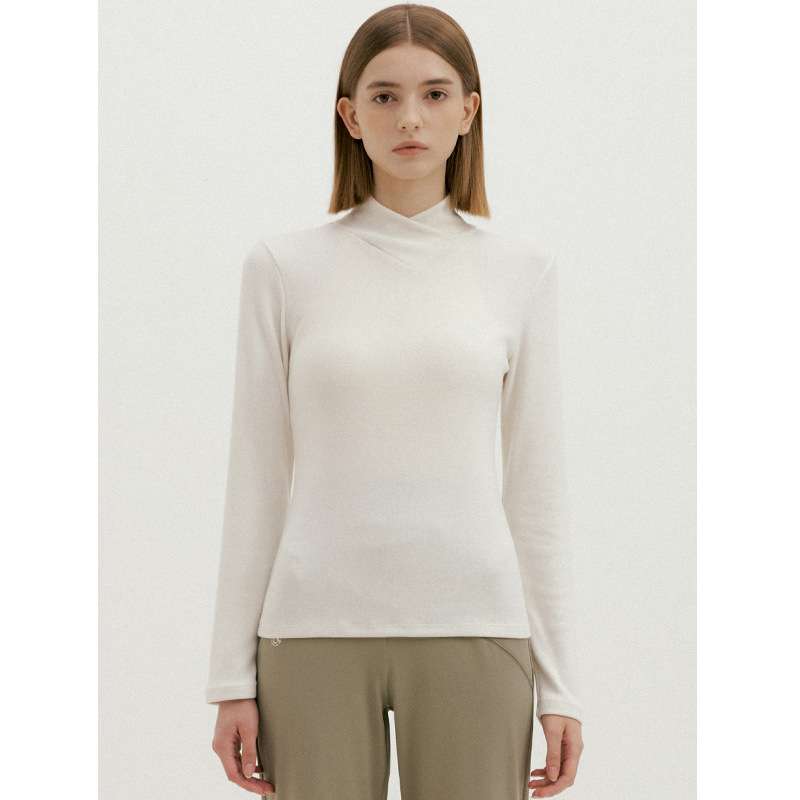 ヨガウェア エレガントモックネックヨガトップス