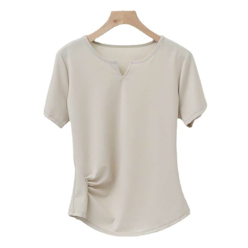 ヨガウェア シンプルVネックヨガTシャツ