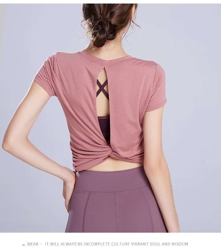 ヨガウェア バックオープンデザイン ヨガTシャツ