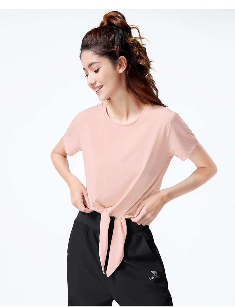 ヨガウェア 裾結びゆったりヨガTシャツ