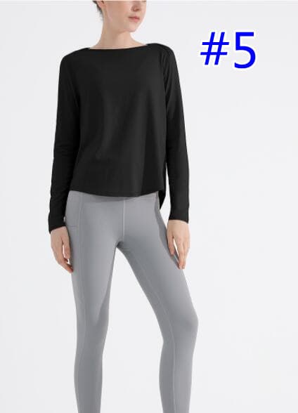 ヨガウェア レディース長袖ヨガトップス速乾バックオープンシャツ