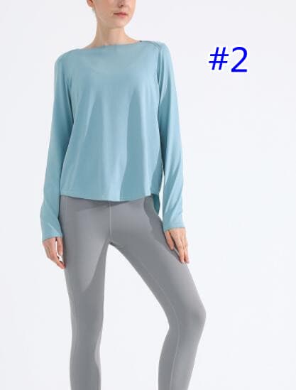 ヨガウェア レディース長袖ヨガトップス速乾バックオープンシャツ