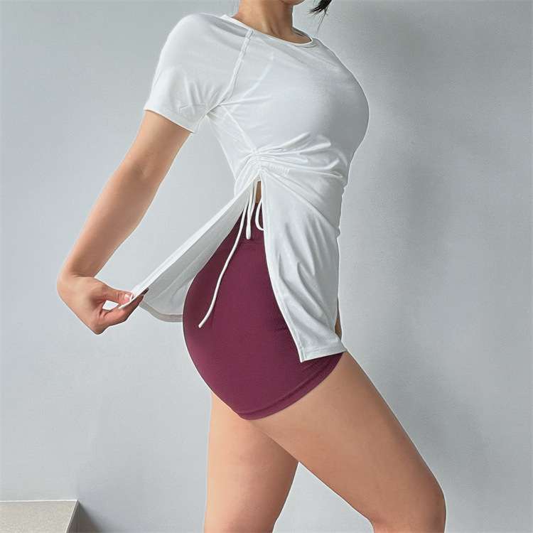 ヨガウェア サイドドローストリング付きセパレートトップス