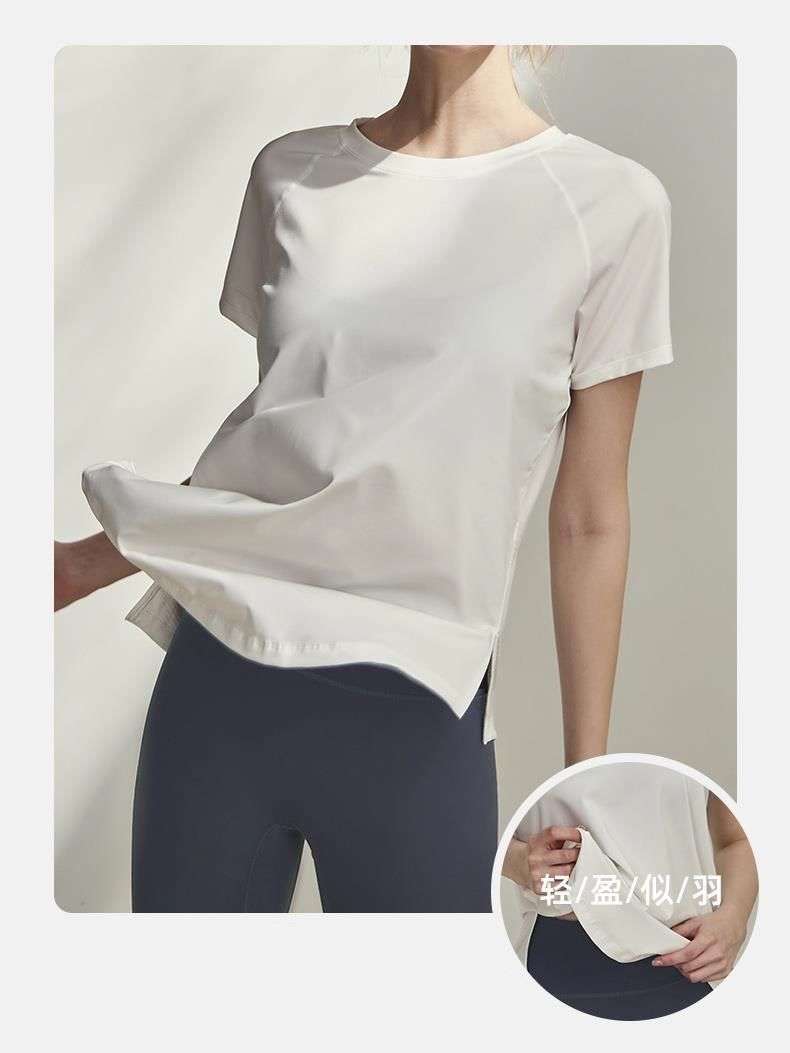 ヨガウェア バックオープンデザイン通気性ヨガTシャツ