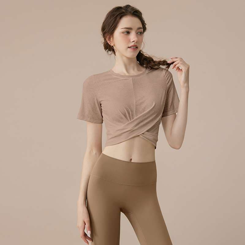 ヨガウェア クロスデザイン クロップドヨガトップス