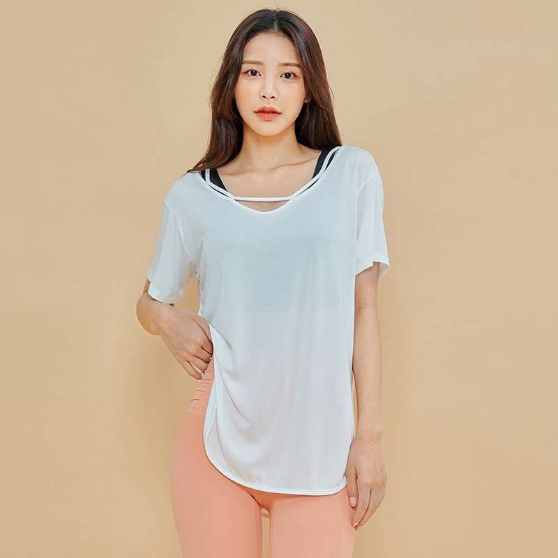 ヨガウェア サイドタイ ルーズフィット ヨガトップス