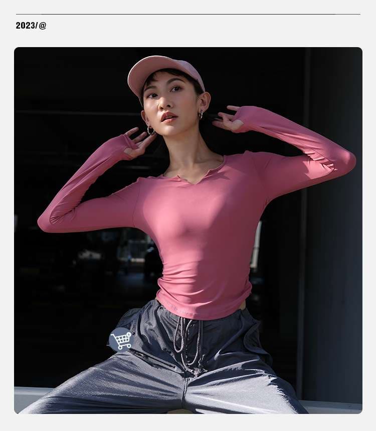 ヨガウェア スタイリッシュVネックヨガトップス