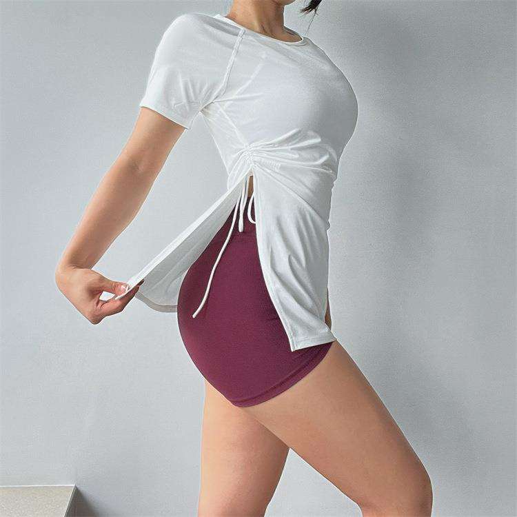 ヨガウェア サイドドローストリング付きセパレートトップス