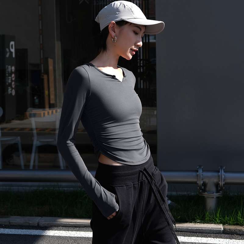 ヨガウェア スタイリッシュVネックヨガトップス