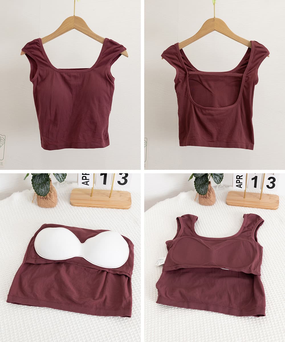 カップ付き背中開きタンクトップ ヨガウェア