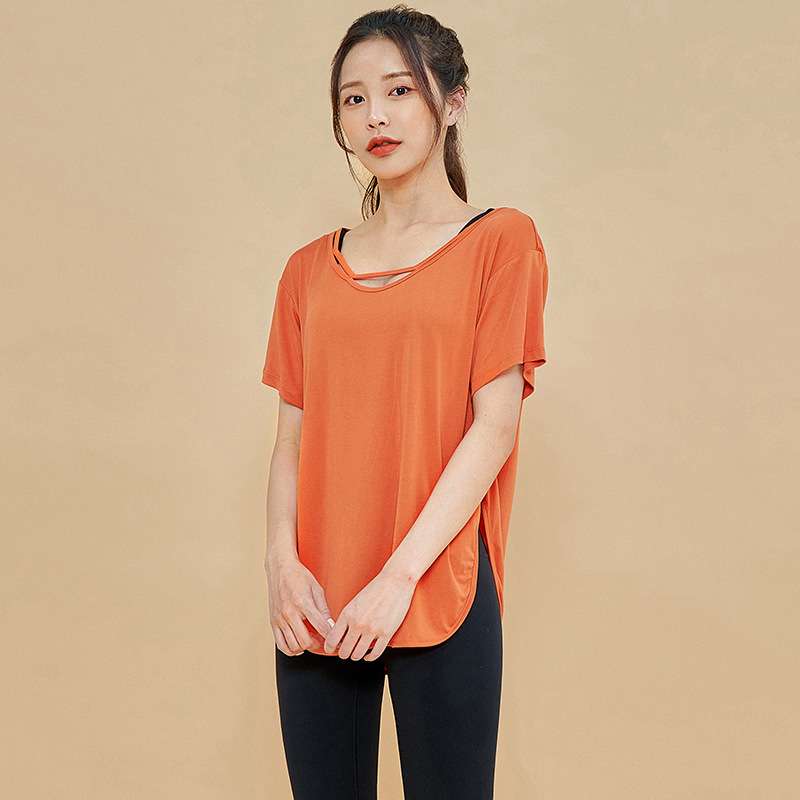 ヨガウェア サイドタイ ルーズフィット ヨガトップス