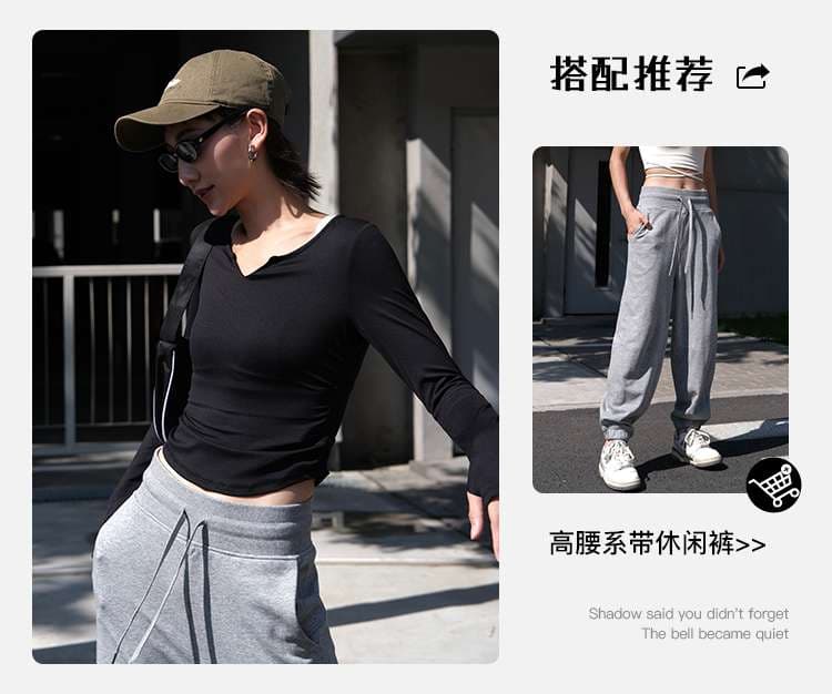 ヨガウェア スタイリッシュVネックヨガトップス