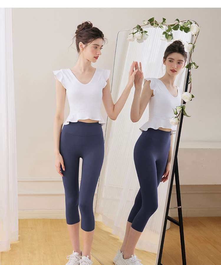 ヨガウェア フリルスリーブ リップルトップス