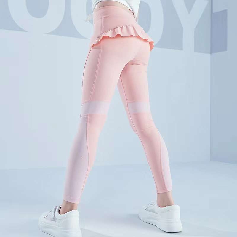 ヨガウェア フリルデザイン ハイウエストヨガレギンス