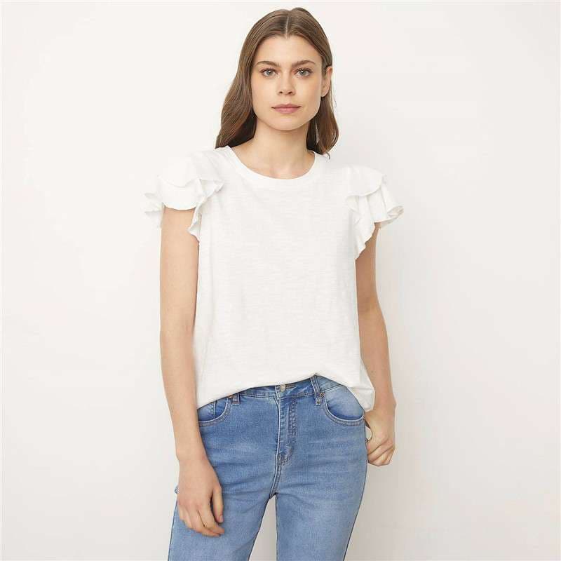 ヨガウェア フリル袖デザインTシャツ