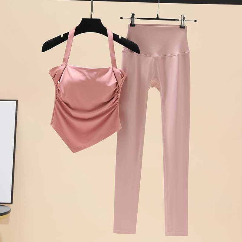 ヨガウェア エレガントヨガ ホルターネック&ハイウエストレギンスセット