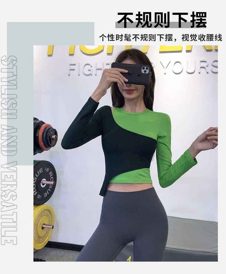 ヨガウェア スタイリッシュ2トーンヨガトップス