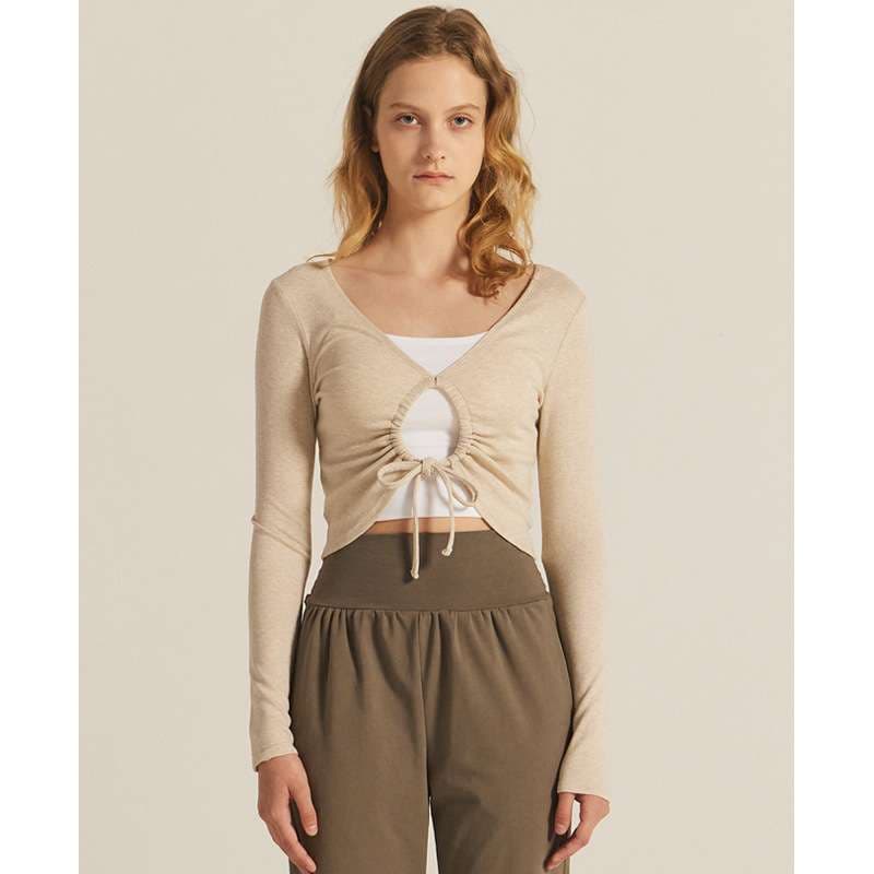 ヨガウェア フロントギャザー クロップドヨガトップス