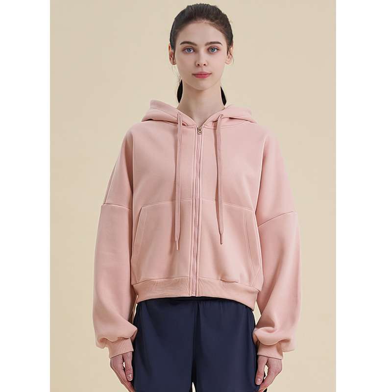 ヨガウェア リラックスフードジップアップパーカー