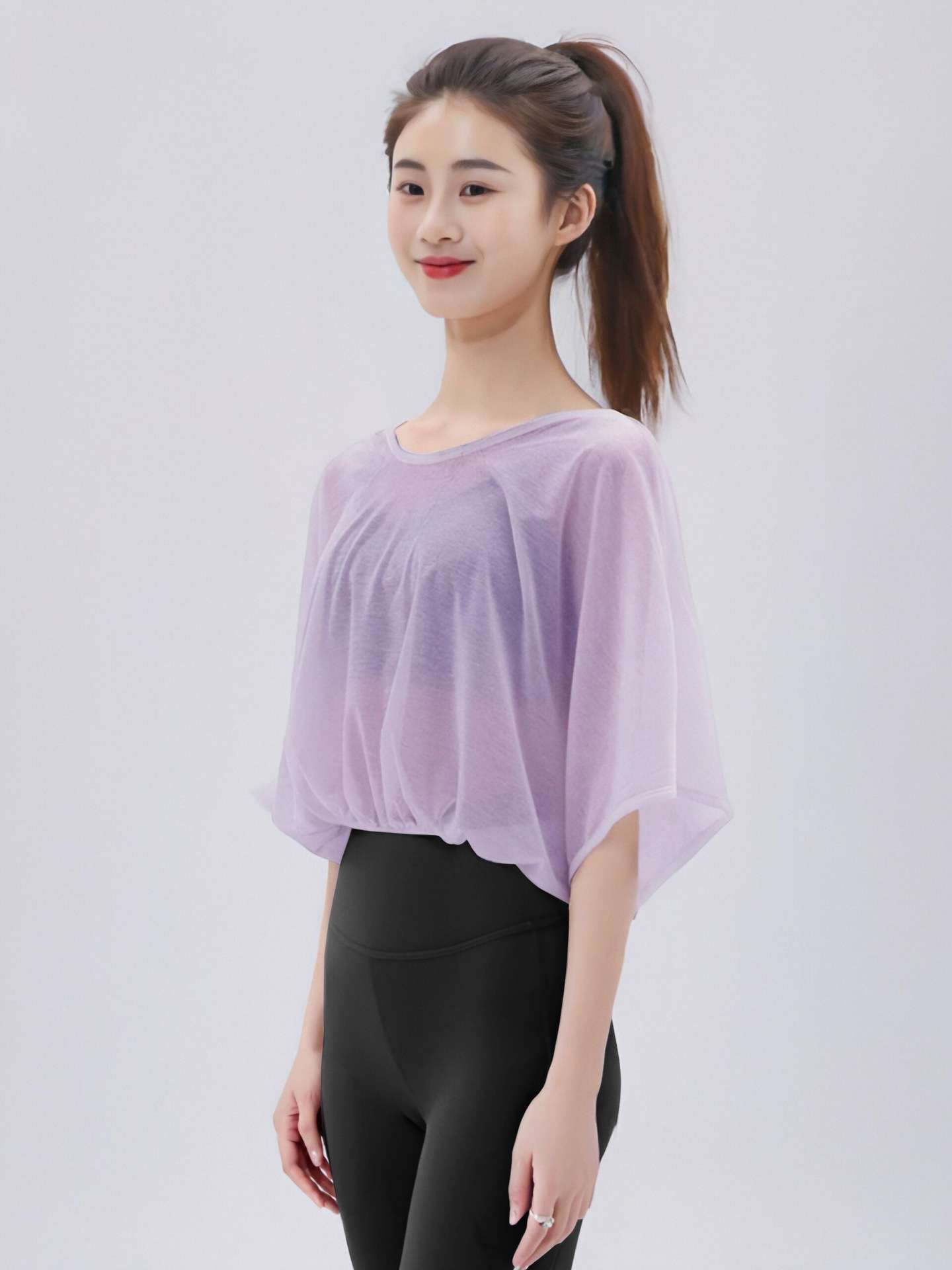 ヨガウェア ゆったりドレープヨガトップス