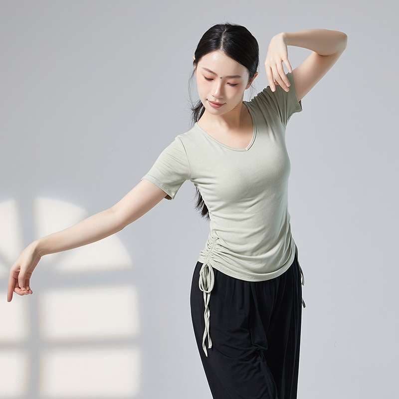 ヨガウェア サイドシャーリングヨガTシャツ