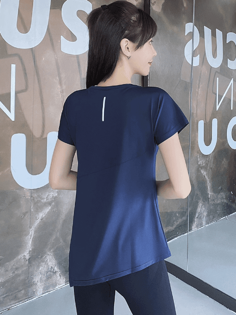 ヨガウェア アシンメトリー裾ヨガTシャツ