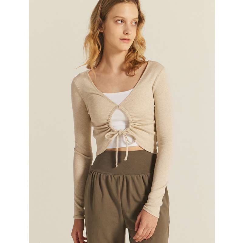 ヨガウェア フロントギャザー クロップドヨガトップス