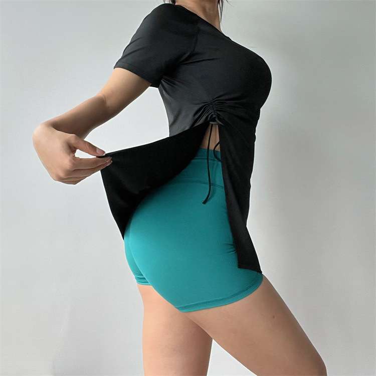 ヨガウェア サイドドローストリング付きセパレートトップス