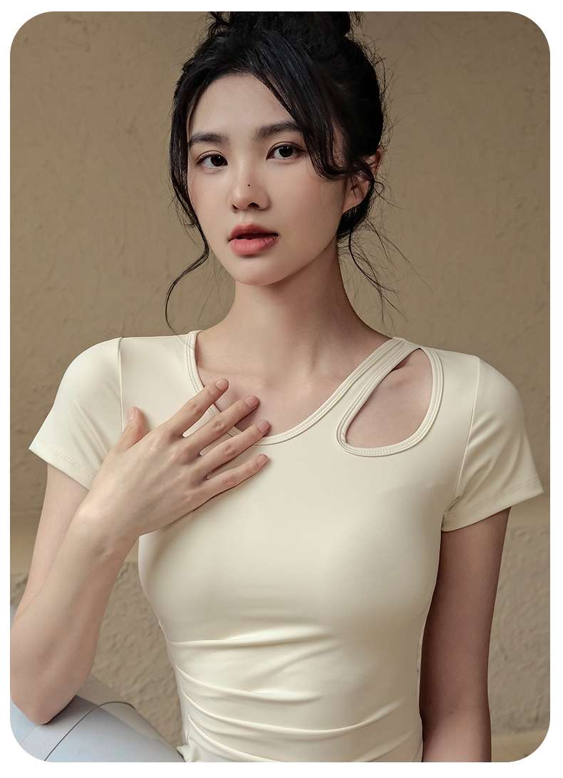 ヨガウェア 肩開きデザインヨガタンクトップ