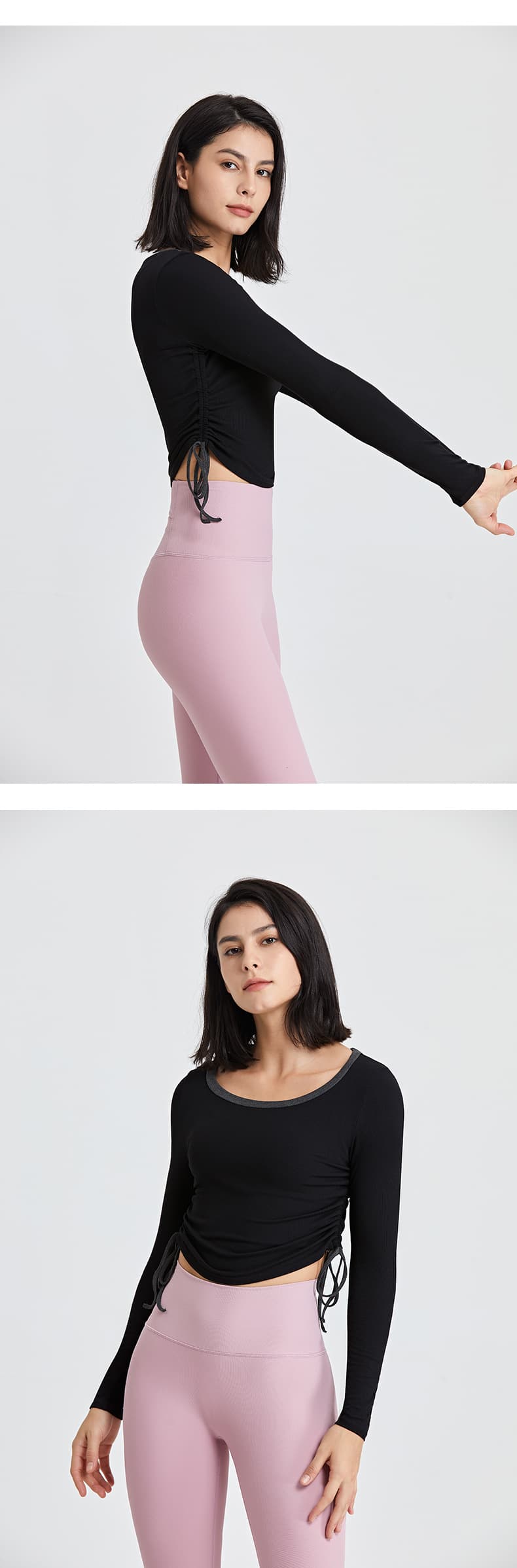 ヨガウェア 2025新作 サイドシャーリング長袖ヨガトップス