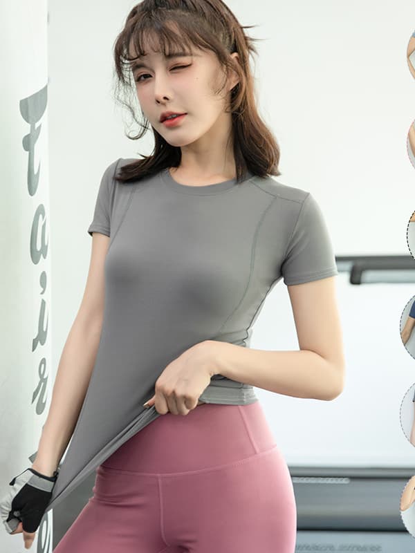 ヨガウェア ヨガウェア やわらか肌触り シームレス半袖トップス