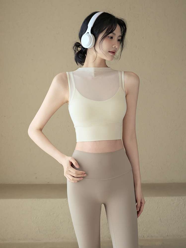 ヨガウェア メッシュデザイン ヨガクロップトップ