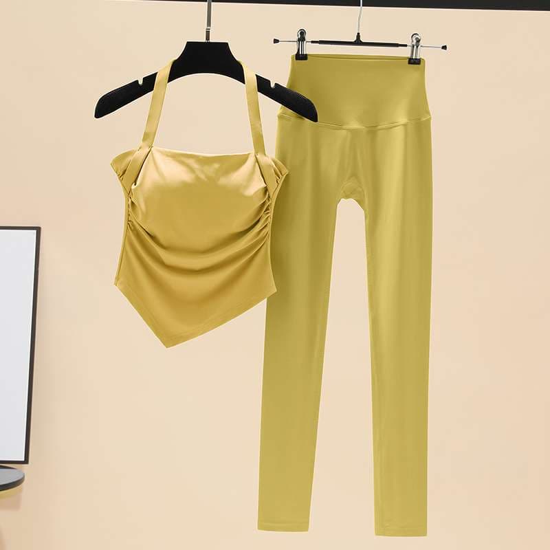 ヨガウェア エレガントヨガ ホルターネック&ハイウエストレギンスセット