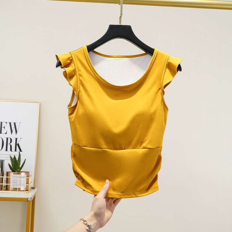 ヨガウェア 取り外し可能パッド付きヨガタンクトップ