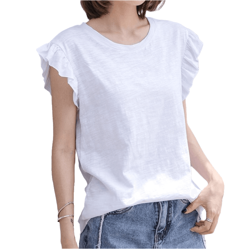 ヨガウェア フリル袖カジュアルTシャツ